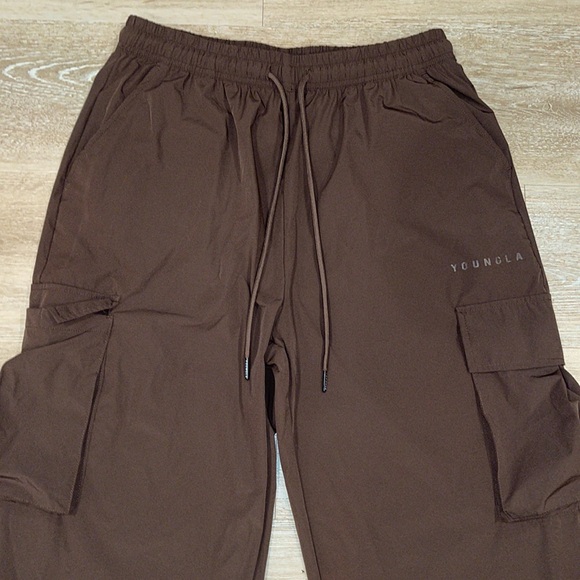 YoungLA Women’s Brown Windbreaker Cargo Joggers L - Picture 3 of 6